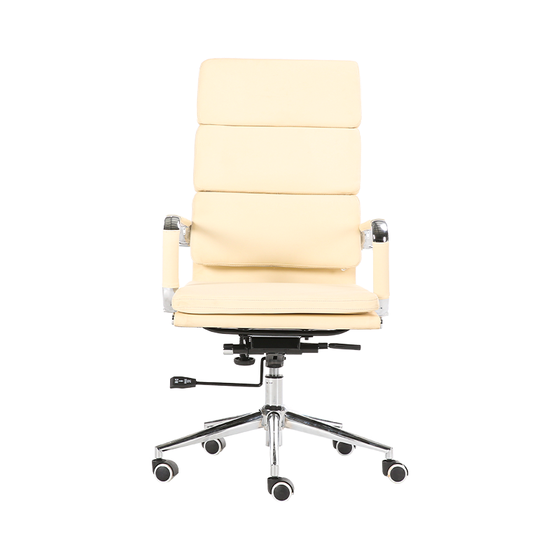 Y-5729D-H Cadeira de escritório com encosto acolchoado e costura horizontal bege claro, beleza e conforto no seu melhor