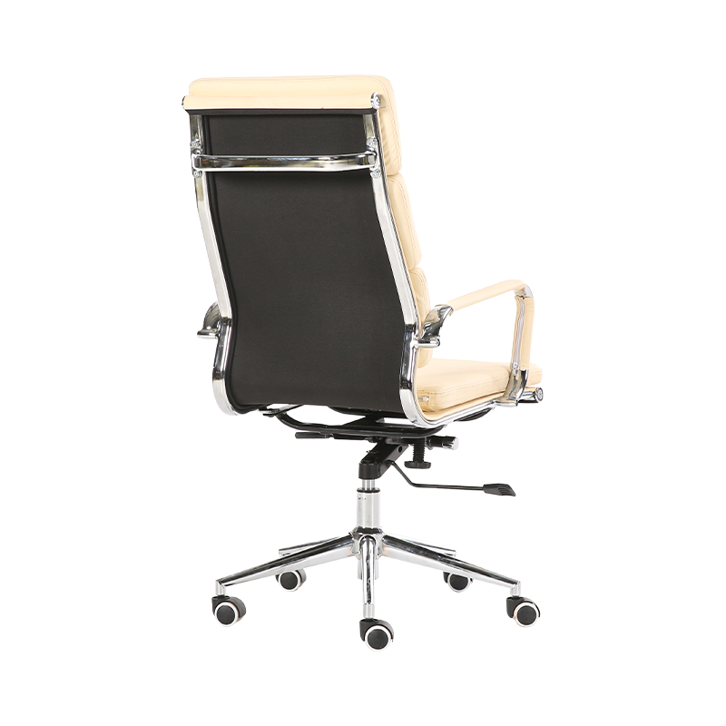 Y-5729D-H Cadeira de escritório com encosto acolchoado e costura horizontal bege claro, beleza e conforto no seu melhor